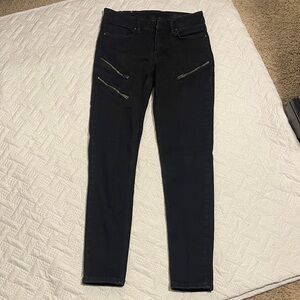 All Saints Grace Black Skinny Jeans with Zipper Details